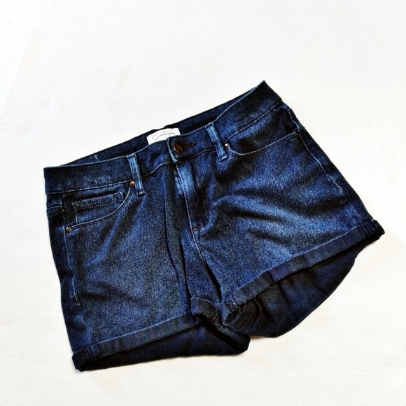 Jessica Simpson Forever Roll Cuff Dark Wash Denim Shorts Size 27 - Picture 1 of 7